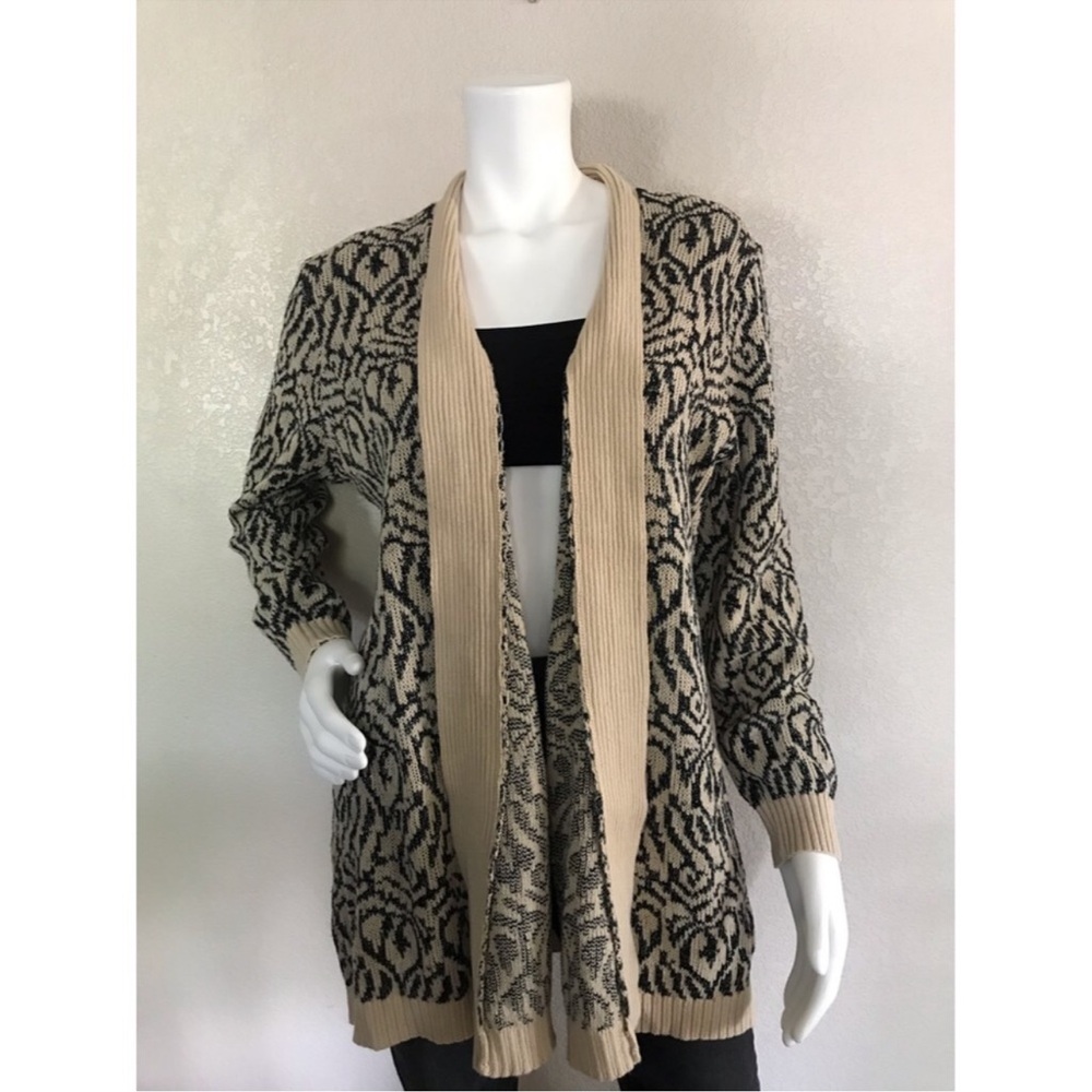 Laura Scott Beige and Black Cardigan